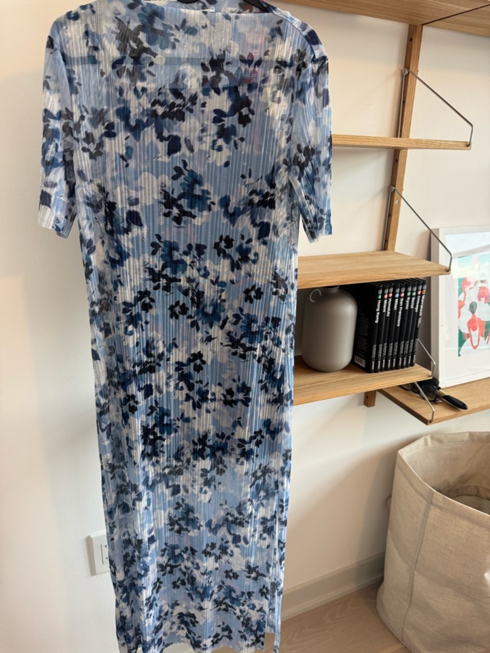 COS Blue Floral Pleated Midi Dress